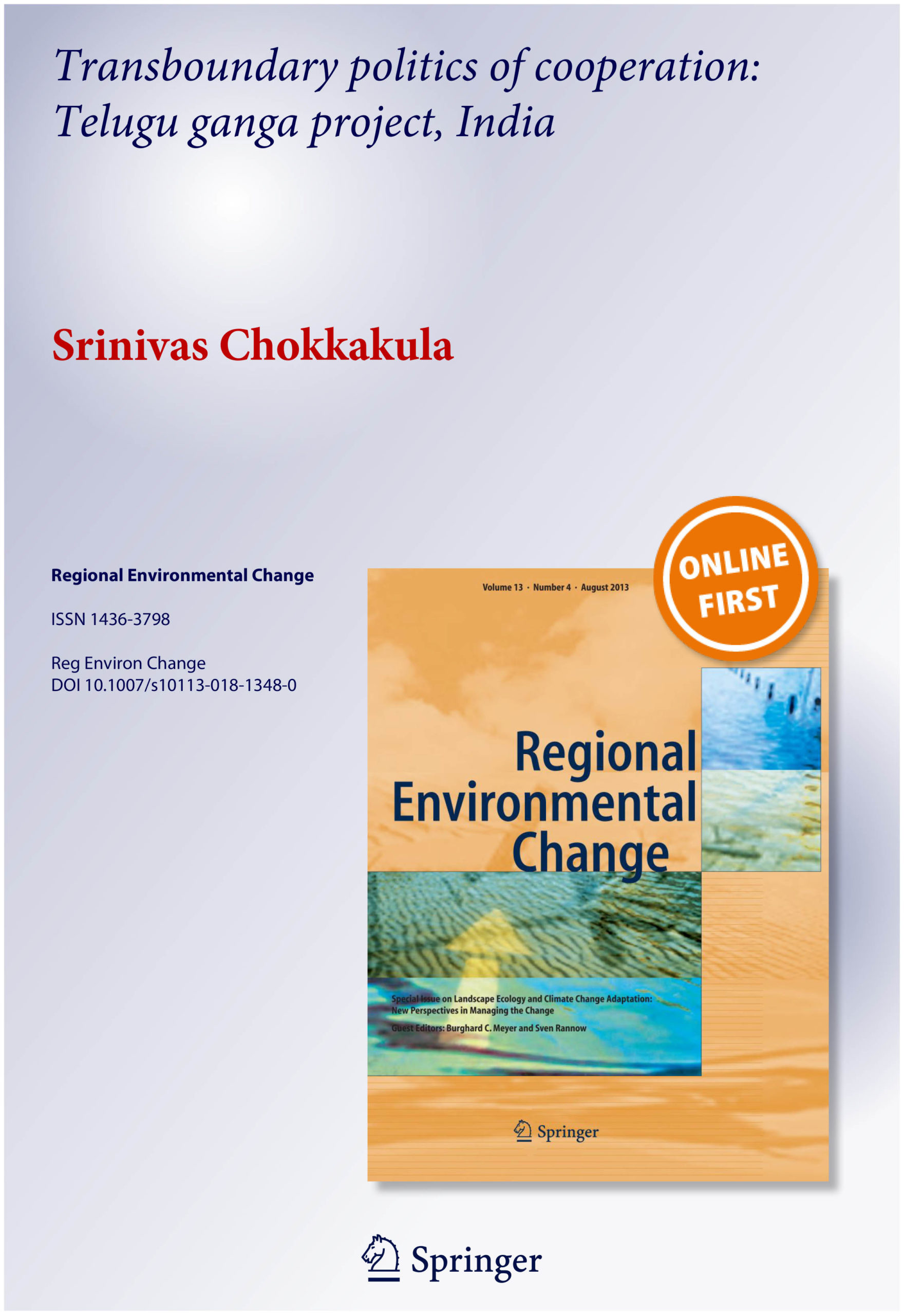 Transboundary politics of cooperation: Telugu ganga project, Ind